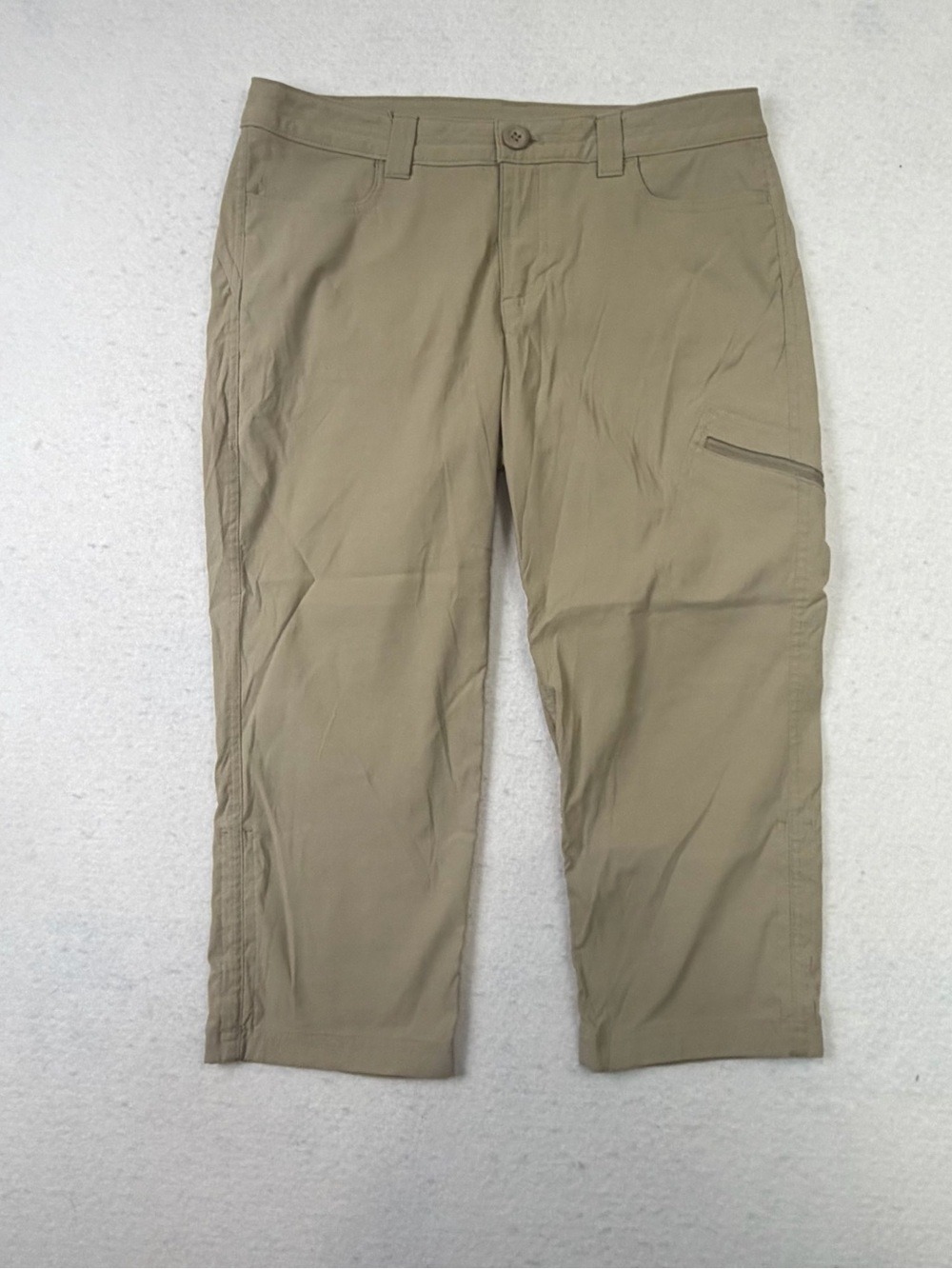 Eddie Bauer Pants Women Sz 8 Beige Rainier Capri Outdoor Hiking Lightweight - Picture 1 of 9
